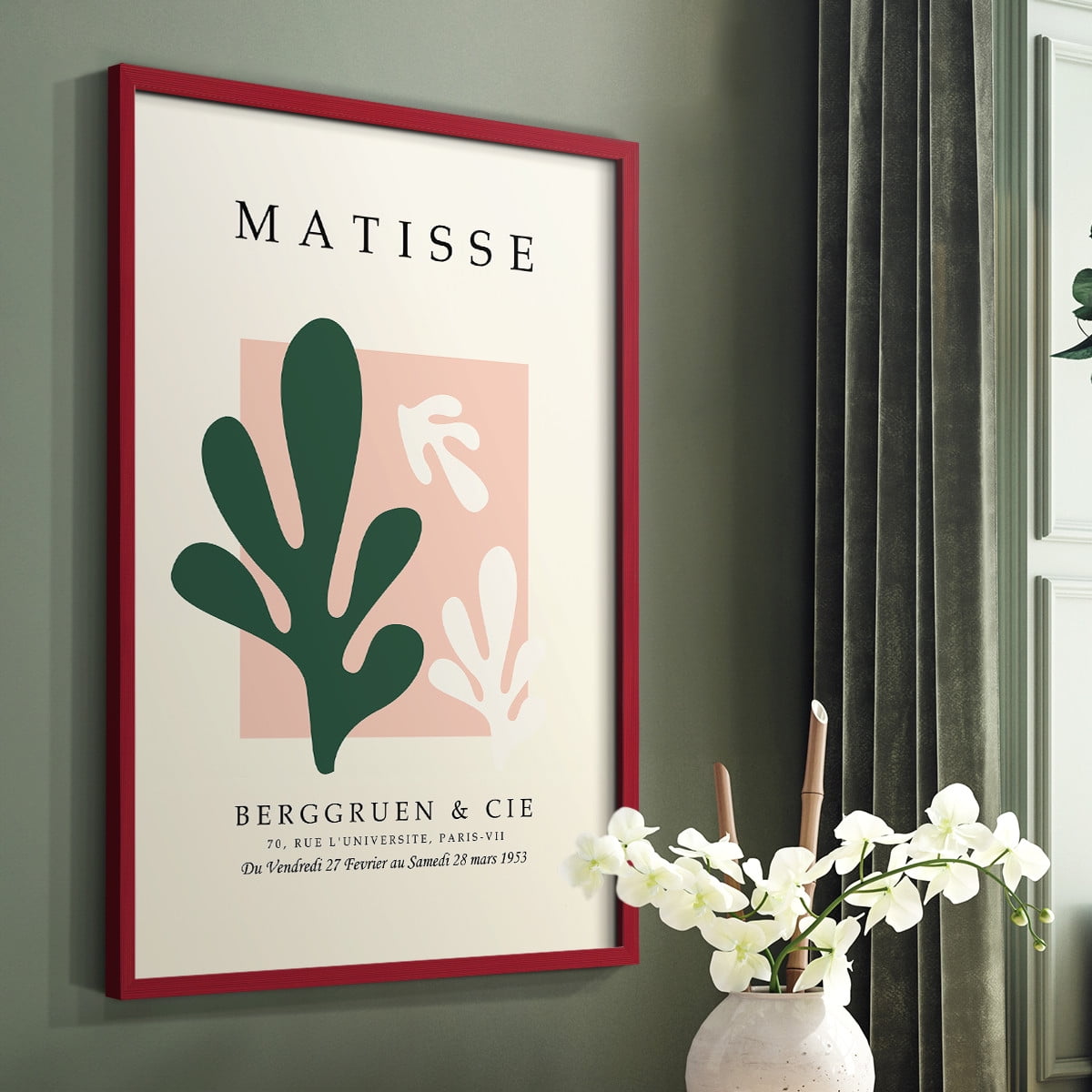 Matisse CCCLI in Red Solid Wood 22 x 28 Framed Print