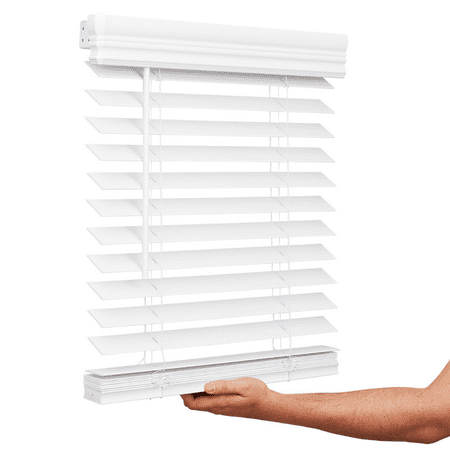 Lotus & Windoware Cordless 2  Faux Wood Room Darkening Horizontal Blind  28  W x 36  L  Bright White  Smooth