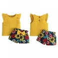 thumbnail image 6 of 3M-3T Kids Summer Outfit Infant Baby Girl Clothes Ruffle Top Floral Bow Shorts Set, 6 of 6