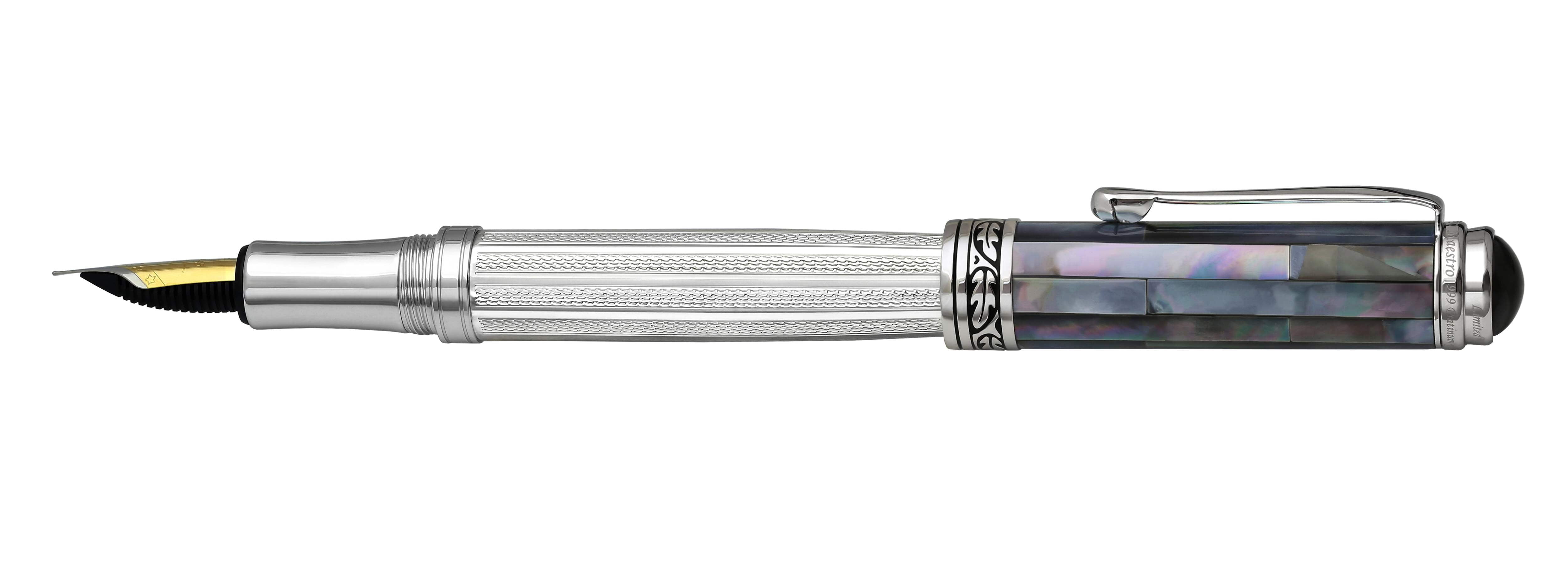 Xezo Xezo Maestro® 925 Sterling Silver Fountain Pen (Fine Nib) - Black Mother of Pearl Cap
