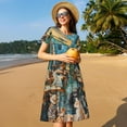 thumbnail image 4 of Rateoe Whimsical Cats Night Cafe Pattern Women’s Short Sleeve Dress – Casual Elegant Summer A-Line Dress for Everyday Wear, 4 of 6