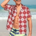 thumbnail image 5 of Lsque Red Plaid Daisy pattern Hawaiian Shirt for Men, Unisex Summer Beach Casual Short Sleeve Button Down Shirts-3X-Large, 5 of 9