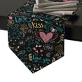 thumbnail image 2 of Valentine's Day Theme Kiss Love Graffiti Black Table Runners For Wedding Holiday Party Decoration Tablecloth Modern Table Runner, 2 of 5