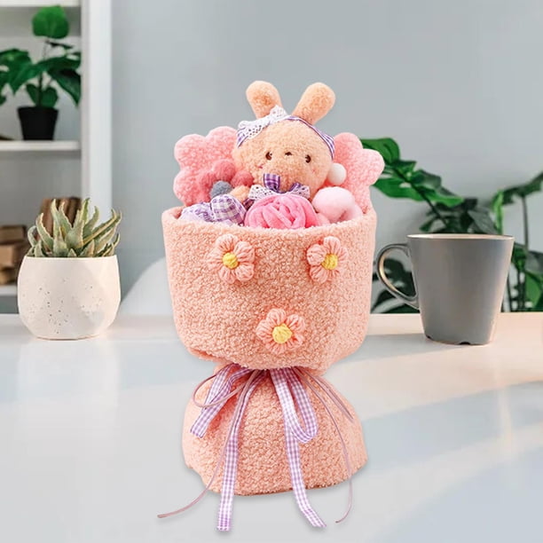 Muñeco de peluche Flores artificiales Aniversarios Linda fiesta de regalo de cumpleaños Rosa Soledad Ramo de muñecos de peluche
