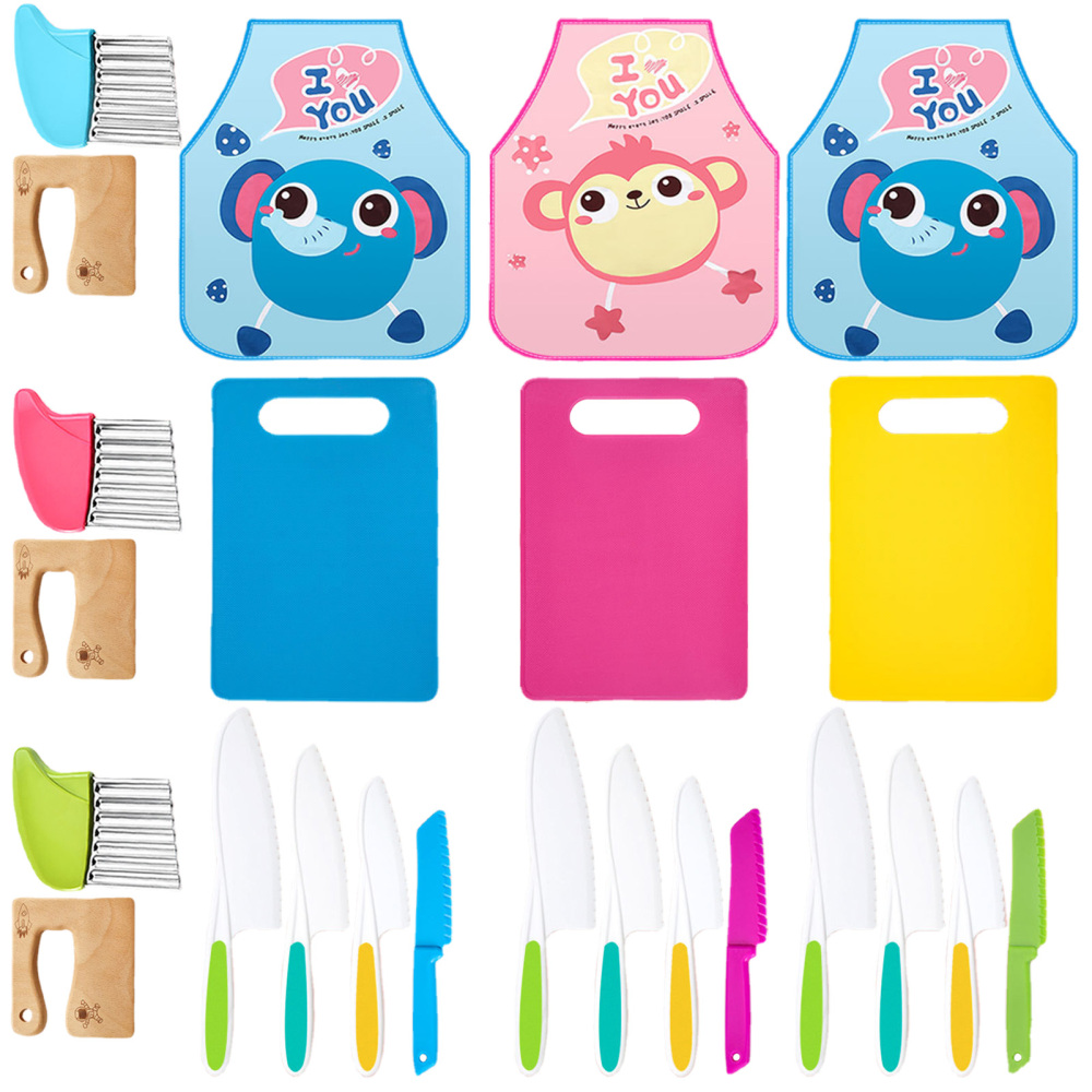 8 Packs Kids Kitchen Knives Set Cutting Fruits Veggies Cake Serrated Edge Knife for Cooking