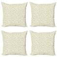 thumbnail image 1 of Ambesonne Spring Throw Pillow Cover 4 Pack, Doodle Flowers Garden Art, 20", Orange Yellow, 1 of 2