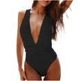 thumbnail image 6 of ylioge Womens Deep V Neck Swimsuits Tankini One-Piece Bathing Suits Ladies Trendy Solid Color Backless Slim-Fit Summer Beach Swimsuit, 6 of 6