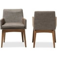thumbnail image 2 of Set of 2 Baxton Studio Nexus Mid-Century Modern Walnut Wood Finishing and Gravel Fabric Upholstered Arm Chairs, 2 of 6