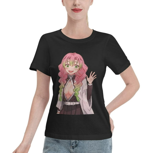 T-Shirt Basique à Manches Courtes pour Femmes Demon Slayer Blade Temple Ganlu Mili