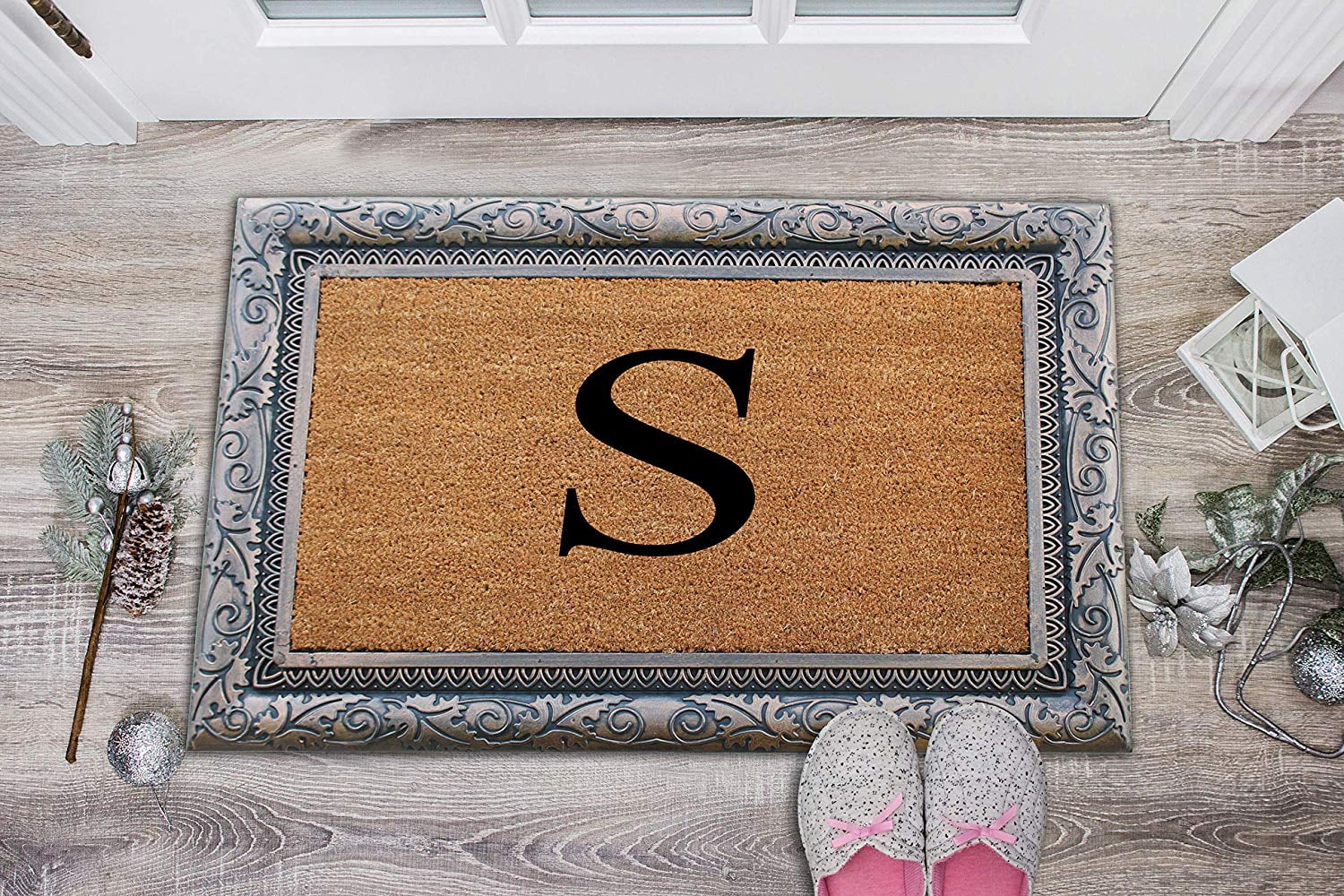 A1HC First Impression Rubber and Coir Albena 24" X 36" Bronze Finished Heavy Duty Monogrammed Doormat