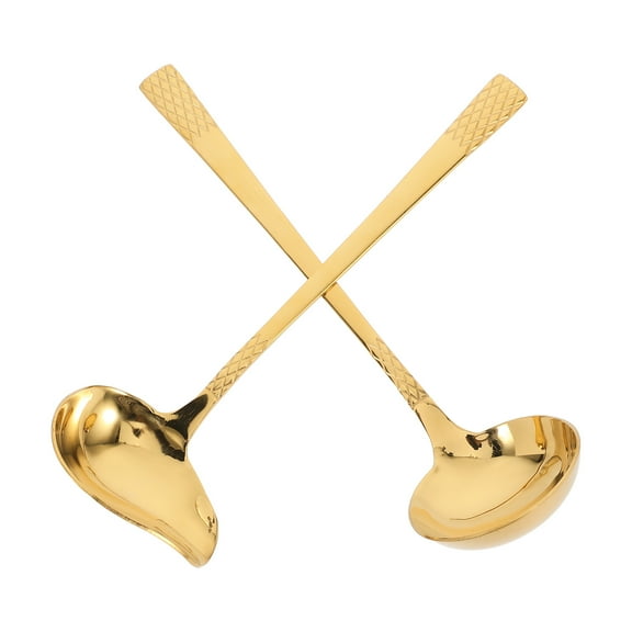 Hemoton 2pcs Stainless Steel Saucing Spoon With Pouring Spout Small Soup Ladle For Home Kitchens Ideal For Serving Sauces And Gravy