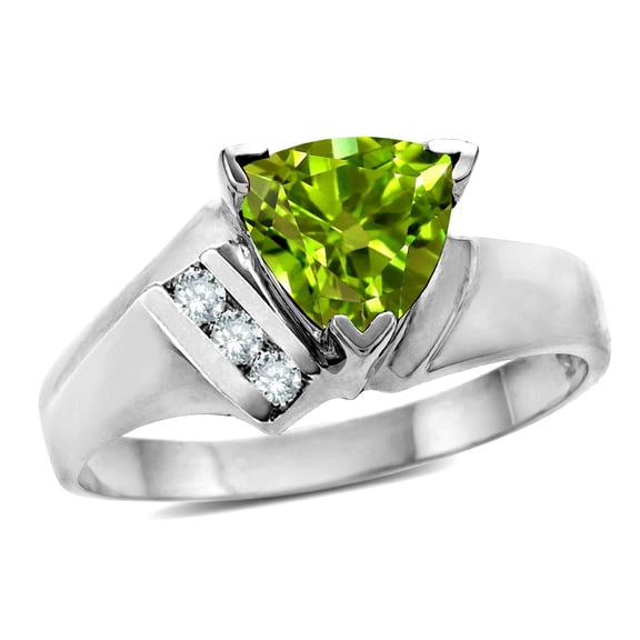 Star K � Genuine Peridot Triangle Trillion 7mm Contemporary Modern Designer Ring