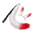 thumbnail image 3 of Juego de orejas y Cola de piel sintética de felpa Salvador Disfraz Decoración Fiesta de disfraces blanco rojo, 3 of 10