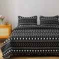 thumbnail image 2 of 2-Piece Aztec Quilt Set Twin Size, White Arrows Dots and Striped on Black Geometric Bedspread/Coverlet, Brushed Microfiber for All Season, 2 of 8
