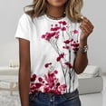 thumbnail image 2 of Camiseta ZOCANIA para mujer con cuello redondo y manga corta con estampado floral, 2 of 2