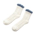 thumbnail image 2 of harmtty Winter socks 1 Pair Women Socks Soft Texture Coral Fleece Stretchy Ankle Length Anti-skid Cold Resistant Thick Winter Warm Fluffy Socks Home Use White, 2 of 8