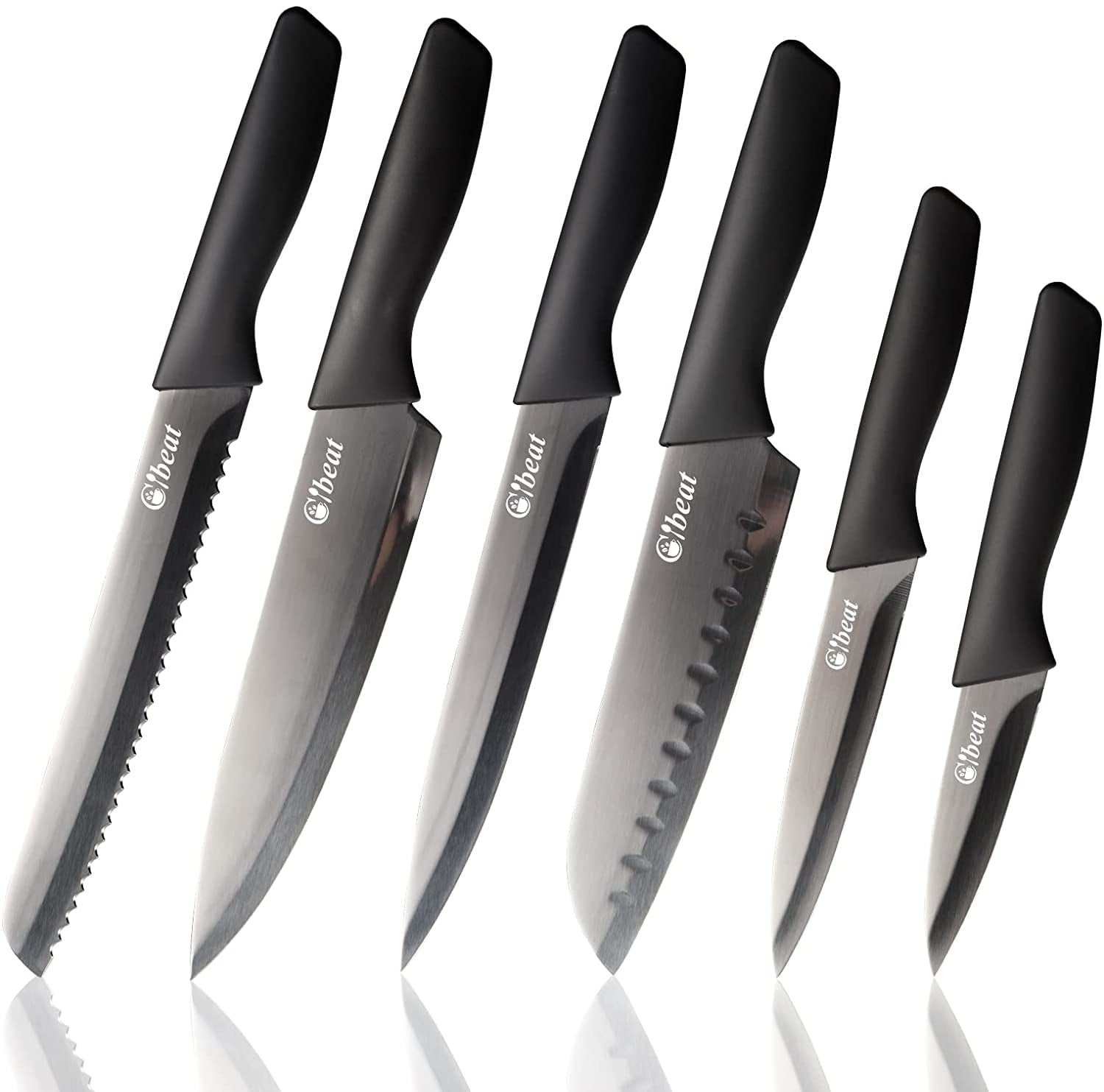 NETTA 6 Piece Stainless Steel Knife Set - Black, with Clear Storage Bl