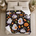 thumbnail image 5 of Cute decorative motif Pumpkin Watercolor Illustration, Festive autumn celebration Scene, Warm Flannel Blanket for Living Room and Reading Nook, Art Lovers autumn celebration Gift, Festive Home Decor, 5 of 9