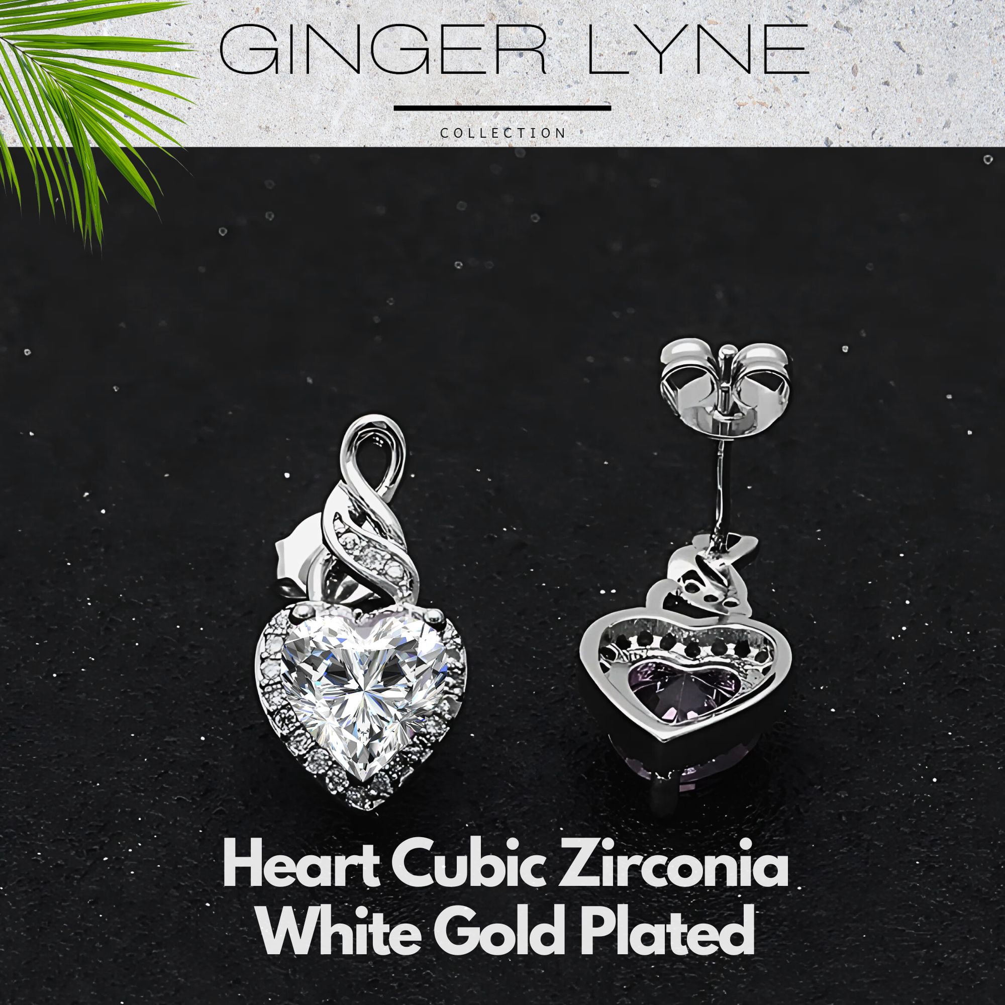 Heart Shape Blue Cz Drop Stud Earrings Womens Ginger Lyne Collection