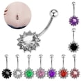 thumbnail image 3 of Botón de cristal de flor para mujer s de Accesorio de joyería para el cuerpo con barra Blanco Sunnimix Anillo del ombligo de la flor del ombligo, 3 of 8