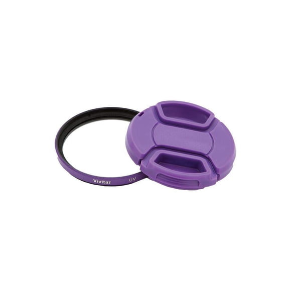 Filtro UV y Tapa de Encaje Vivitar 58mm Morada