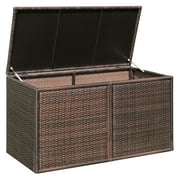 Topbuy Outdoor Rattan Storage Box Patio Wicker Storage Bin Cabinet 88 Gallon Brown