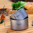 thumbnail image 4 of GLFILL Bols de Camping en Titanes Ultralégers Poignée Pliable Résistants à la Rouille 450 Ml/600 ml Batterie de Cuisine Randonnée Sac à Dos Aventure en Plein Air Bol 450 ml Sans Couvercle, 4 of 9
