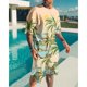 thumbnail image 3 of Traje casual de moda hawaiana para hombre, bandera del Día de la Independencia con fuegos artificiales geométricos creativos, estampado digital 3D, pantalones de playa para niños, 3 of 5