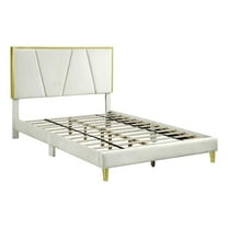 Furniture of America Harper Fabric Upholstered Eastern King Bed in Beige