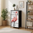 thumbnail image 7 of Flamingo Dresser for Bedroom with 4 Storage Drawers Pink Animal Modern Abstract Birds Pink Slender Curved Neck Long Dressers Chest of Drawers Steel Framed Fabric Closet Organizers for Entryway, 7 of 7