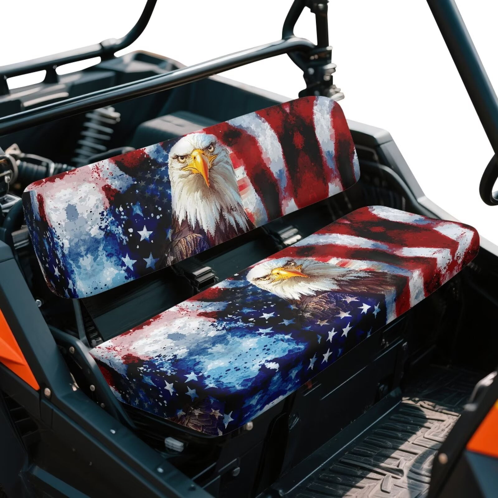 Uorisanigo UTV Bench Seat Cover Set Compatible with Kawasaki Mule, Scratch-Proof American Flag Eagle Front Bench Covers Protection, Accessories UTV Seat Cover Fit for Kawasaki Mule 4010