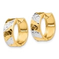 thumbnail image 2 of 14k 5mm Diamond-cut Rhodium Hoop Earrings in 14k Yellow Gold, 2 of 3