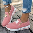 thumbnail image 2 of Platform Sneakers for Women Breathable Round Toe Chunky Bottom Slip on Low Top Side Zipper Flat Comfortable Walking Shoes Pink Size 7, 2 of 6
