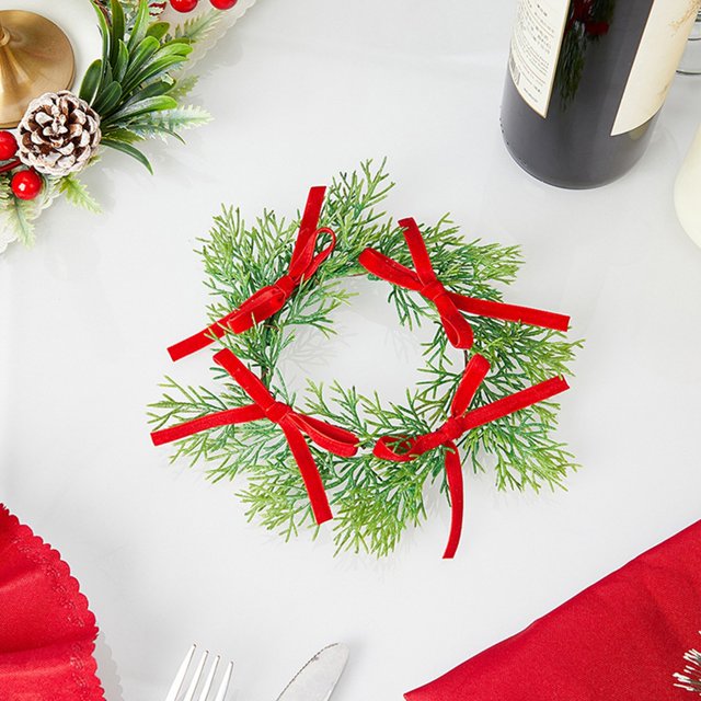 ¡Precios Increíbles!, Decoración de mesa navideña Guirnalda Lazo Vela Anillo Anillo Vela Bayas Navideñas Akmoler