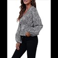 thumbnail image 2 of Blusa de Larga para Mujer, Estilo Babydoll, Ligera, de Poliéster, con Cuello en V y Mangas Abullonadas Corazón Negro XL, 2 of 10