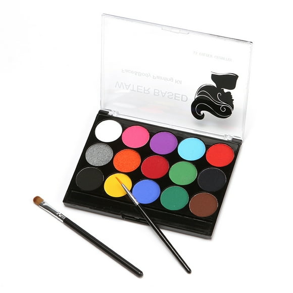 Amdohai Professional Face & Body Painting Kit 15 Colors Face Paint Kit with 2 Brushes Water