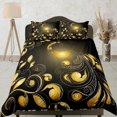 thumbnail image 1 of Funda Nórdica Negra Pavo Real Amarillo Decoración Brillante Estética Juego de Cama Completo,, 1 of 4