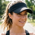 thumbnail image 5 of Unisex Lightweight Stretch Sun Visor Hat Portable Breathable Outdoor Cap for Running Tennis Golf Sports(Black,One Size), 5 of 7
