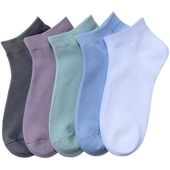 Women Bamboo Ankle Socks Thin Soft Low-Cut Lightweight Breathable Sock 5 Pairs (Assorted3,Small)