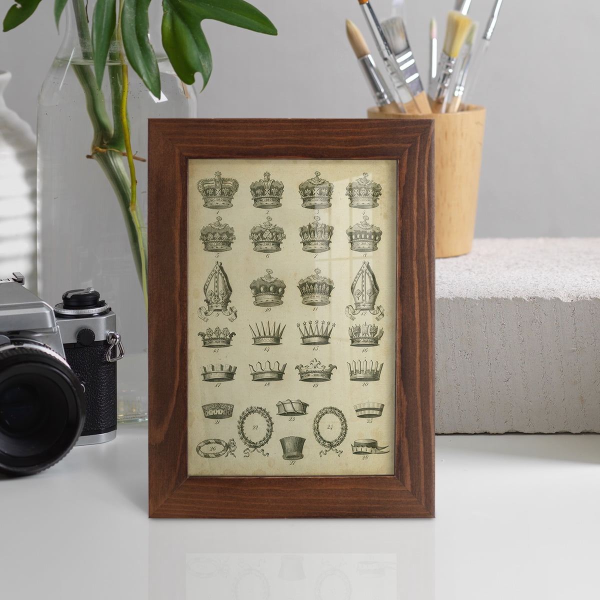 Heraldic Crowns & Coronets IV -Framed Print w/glass-Chestnut
