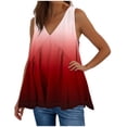 thumbnail image 1 of Plebaso V Neck Tank Tops for Women Gradient Color Ruffle Shirts Flowy Sleeveless Womens Summer Blouses, 1 of 5
