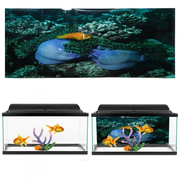 Aquarium Poster,PVC Adhesive Seabed Yellow Fish Tank Background Poster Fish  Tank Poster Performance Driven 