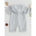 thumbnail image 4 of Bagilaanoe Newborn Baby Girl Boys Hooded Jumpsuit Short Sleeve Summer Bodysuit 3M 6M 12M Infant Zip Up One Piece Romper, 4 of 9