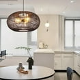 thumbnail image 3 of Arturesthome Rattan Pendant Lights Wicker Chandelier Boho Basket Lighting Fixture Large Natural Woven Hanging Light for Kitchen Island Sink Dining Room Entryway Black 3-Lights, 3 of 7