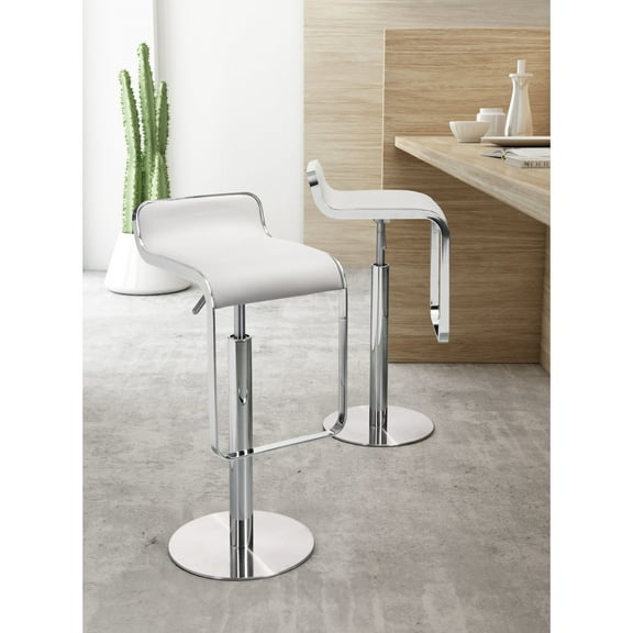 Equino Barstool White Barstool, Modern Style, Plush and durable faux leather fabric, Plywood, Indoor Bar