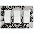 thumbnail image 1 of Metal Light Switch Plate Outlet Cover Skull Rose Flower Gray SKL001, 1 of 13