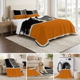 thumbnail image 6 of Full Quilt Set 78''x90'', Orange Black Lightweight Summer Bedspread Coverlet Set with 2 Pillow Shams, Farmhouse Striped Modern Abstract Art Breathable All Season Quilt Bedding for Bedroom/Guest Room, 6 of 9