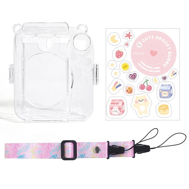 Clear /Protective Camera Case/Skin Decal Stickers/Adjustable Strap/Protector for Pink