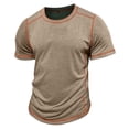 thumbnail image 4 of IWRICH Men's Basic Plus Size T Shirt Short Sleeve Crew Neck Soft Fitted Elastic Tees Classic Tshirts Khaki S, 4 of 7