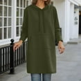 thumbnail image 2 of DHFJKG Women's Longline Hooded Sweatshirt Coat Solid Color Loose Fit Over Knee Casual Hoodies Pocket Outerwear With Drawstring For Fall Winter Comfort Jackets, 2 of 4